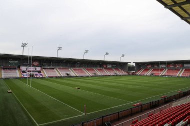 Leigh Spor Köyü 'nün genel görünümü, Leigh Leopards' ın evi Betfred Süper Lig 8. Raundunun önünde Leigh Leopards Warrington Wolves 'a karşı Leigh Spor Köyü, Leigh, Birleşik Krallık, 19 Nisan 2025