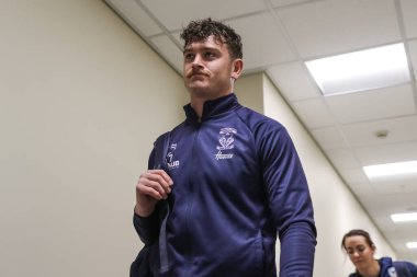 Warrington Wolves 'tan Jordy Crowther, 19 Nisan 2025' te Leigh Spor Köyü 'nde oynanan 8. Betfred Süper Lig karşılaşmasında Leigh Leopards' a karşı Warrington Wolves 'un önünde geldi.