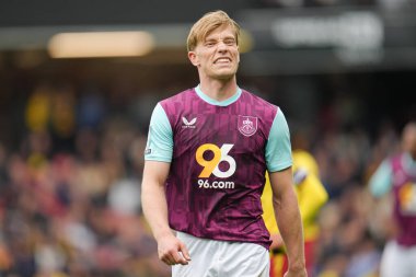 Burnley takımından Zian Flemming 18 Nisan 2025 tarihinde Watford - Burnley maçı sırasında Vicarage Road, Watford, İngiltere