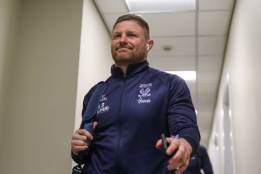 Warrington Wolves 'tan Luke Yates, 19 Nisan 2025' te Leigh Spor Köyü 'nde oynanan 8. Betfred Süper Lig karşılaşması Leigh Leopards - Warrington Wolves maçından önce geldi.