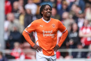 Blackpool 'dan Niall Ennis, 21 Nisan 2025' te Bloomfield Road, Blackpool 'da oynanan Blackpool vs Wrexham maçında tepki gösterdi.