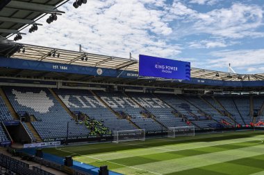 20 Nisan 2025 'te King Power Stadyumu' nda Leicester City 'nin Liverpool' a karşı oynadığı Premier League maçı öncesinde King Power Stadyumu 'nun genel bir görüntüsü