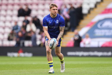 Warrington Wolves 'dan Sam Powell maç öncesi ısınma maçında Betfred Süper Lig 8. Raundunda Leigh Leopards' a karşı Warrington Wolves Leigh Spor Köyü, Leigh, İngiltere, 19 Nisan 2025