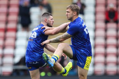 Warrington Wolves 'dan Sam Powell maç öncesi ısınma maçında Betfred Süper Lig 8. Raundunda Leigh Leopards' a karşı Warrington Wolves Leigh Spor Köyü, Leigh, İngiltere, 19 Nisan 2025