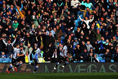 Sheffield Wednesday takımından Anthony Musaba, 21 Nisan 2025 tarihinde Sheffield, İngiltere 'deki Hillsborough' da oynanan Sheffield Wednesday-Middlesbrough maçında golünü kutluyor.