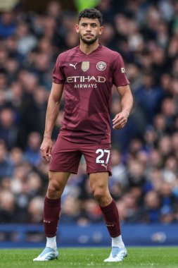 Manchester City 'den Matheus Nunes Premier League maçı sırasında Everton Manchester City ile Goodison Park, Liverpool, İngiltere, 19 Nisan 2025
