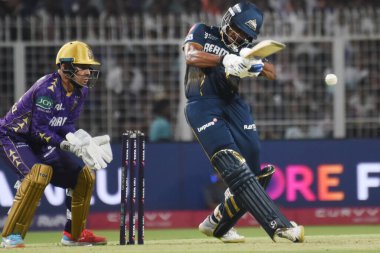 Gujarat Titans 'ın Sai Sudharsan' ı, 21 Nisan 2025 tarihinde Kolkata 'daki Eden Gardens' ta bulunan Kolkata Knight Riders ve Gujarat Titans arasında oynanan 20 kriket maçında atış yaptı. Fotoğraf: Debajyoti Chakraborty. Fotoğraf: 