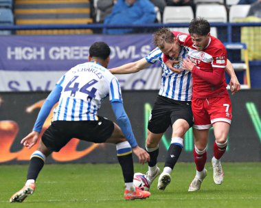 Sheffield Wednesday 'den Svante Ingelsson, 21 Nisan 2025' te Sheffield, Sheffield, İngiltere 'de Çarşamba günü oynanan Gök İddia Şampiyonası karşılaşmasında Middlesbrough' a karşı Middlesbrough 'da Middlesbrough Futbol Kulübü' nden Hayden Hackney 'e faul yaptı.