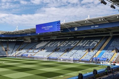 20 Nisan 2025 'te King Power Stadyumu' nda Leicester City 'nin Liverpool' a karşı oynadığı Premier League maçı öncesinde King Power Stadyumu 'nun genel bir görüntüsü