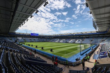 20 Nisan 2025 'te King Power Stadyumu' nda Leicester City 'nin Liverpool' a karşı oynadığı Premier League maçı öncesinde King Power Stadyumu 'nun genel bir görüntüsü