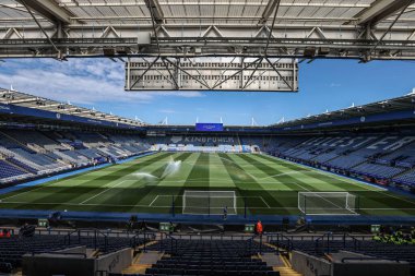 20 Nisan 2025 'te King Power Stadyumu' nda Leicester City 'nin Liverpool' a karşı oynadığı Premier League maçı öncesinde King Power Stadyumu 'nun genel bir görüntüsü