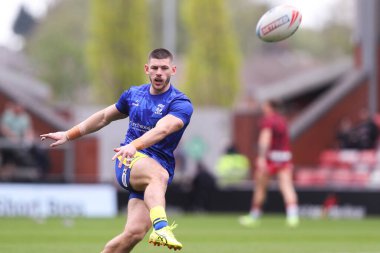 Warrington Wolves 'dan Danny Walker maç öncesi ısınma turunda Betfred Süper Lig 8. Raundunda Leigh Leopards' a karşı Warrington Wolves Leigh Spor Köyü, Leigh, İngiltere, 19 Nisan 2025