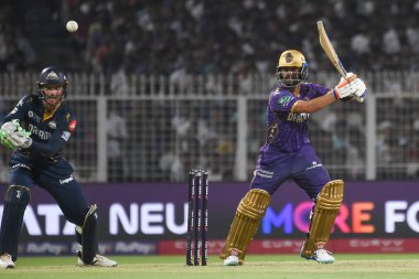 Kolkata Knight Riders 'ın kaptanı Ajinkya Rahane, 21 Nisan 2025 tarihinde Kolkata' daki Eden Gardens 'ta oynanan 20 kriket maçında, Kolkata Knight Riders ve Gujarat Titans arasında bir atış yaptı. Fotoğraf: Debajyoti Chakraborty