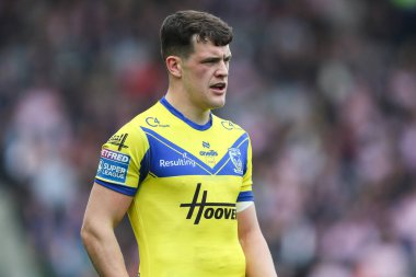 Warrington Wolves takımından Josh Thewlis, 19 Nisan 2025 'te Leigh Spor Köyü' nde oynanan 8. Betfred Süper Lig karşılaşmasında Leigh Leopards 'a karşı Warrington Wolves maçında...