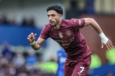 Manchester City 'den Omar Marmoush Premier League maçı sırasında Everton, Manchester City' ye karşı Goodison Park, Liverpool, İngiltere, 19 Nisan 2025