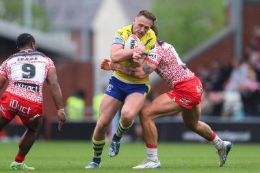 Warrington Wolves 'tan Ben Currie, 19 Nisan 2025' te Leigh Spor Köyü 'nde oynanan Betfred Süper Lig 8. Raundunda Leigh Leopards' a karşı Warrington Wolves 'la karşı karşıya geldi.