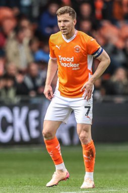 Blackpool takımından Lee Evans 21 Nisan 2025 'te Bloomfield Road, Blackpool' da Blackpool-Wrexham maçında