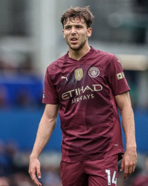 Manchester City 'den Nico Gonzlez Premier League maçı sırasında Everton Manchester City ile Goodison Park, Liverpool, İngiltere, 19 Nisan 2025