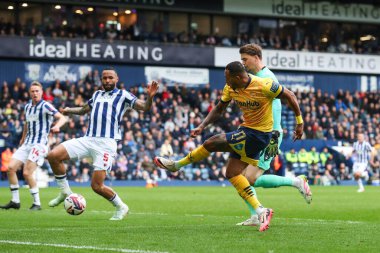 Derby County 'den Nathaniel Mendez-Laing, 21 Nisan 2025' te Hawthorns, West Bromwich, Birleşik Krallık 'ta oynanan West Bromwich Albion - Derby County maçında 1-3 berabere kalma golünü attı.