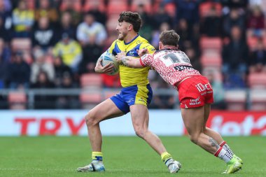 Warrington Wolves takımından Matty Ashton, 19 Nisan 2025 'te Leigh Spor Köyü' nde oynanan Betfred Süper Lig 8. Raundunda Leigh Leopards 'a karşı Warrington Wolves maçına çıktı.
