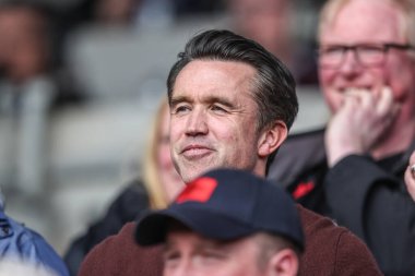 Rob McElhenney, 21 Nisan 2025 'te Bloomfield Road, Blackpool, İngiltere' de oynanan Blackpool-Wrexham maçına katıldı.