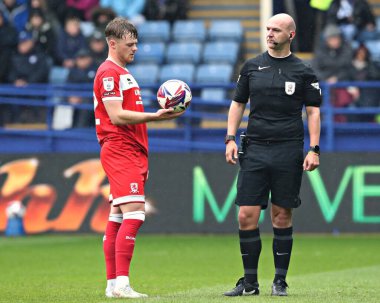 Middlesbrough Futbol Kulübü 'nden Tommy Conway, 21 Nisan 2025' te Hillsborough, Sheffield, İngiltere 'de Çarşamba günü oynanan Sky Bet Şampiyonası maçında penaltı almaya hazırlanıyor.