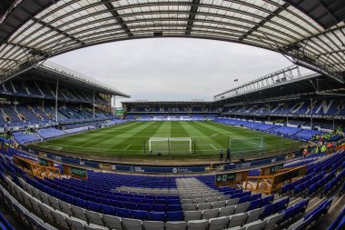 Goodison Park 'ın, Premier Lig karşılaşması öncesinde Everton' a karşı Manchester City 'nin Goodison Park, Liverpool, İngiltere' de 19 Nisan 2025