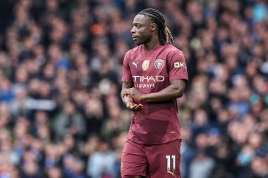 Manchester City 'den Jrmy Doku Premier League maçı sırasında Everton Manchester City ile Goodison Park, Liverpool, İngiltere, 19 Nisan 2025