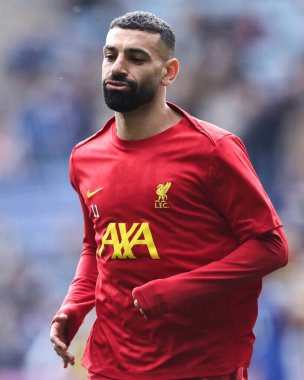 Liverpool 'dan Muhammed Salah Premier Lig karşılaşması öncesinde King Power Stadyumu' nda Leicester City ile Liverpool karşılaşması, 20 Nisan 2025