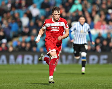 Middlesbrough Futbol Kulübü 'nden Tommy Conway, Gök İddia Şampiyonası maçında Sheffield Wednesday, Middlesbrough' a karşı Hillsborough, Sheffield, İngiltere, 21 Nisan 2025