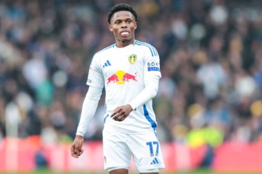 Leeds United takımından Largie Ramazani, 21 Nisan 2025 'te Leeds, İngiltere' nin başkenti Stoke City 'de oynanan Gökyüzü İddia Şampiyonası maçında kaçırılan golün ardından tepki gösterdi.