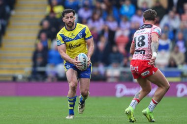 Warrington Kurtları 'ndan Toby King, 19 Nisan 2025' te Leigh Spor Köyü 'nde oynanan 8. Betfred Süper Lig karşılaşmasında Leigh Leopards' a karşı Warrington Kurtları 'nı izledi.