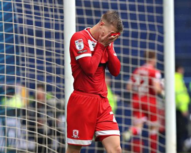 Middlesbrough Futbol Kulübü 'nden Marcuss Forss, 21 Nisan 2025' te İngiltere 'nin başkenti Sheffield' da Çarşamba günü oynanan ve Middlesbrough 'a karşı oynanan Gökyüzü İddia Şampiyonası maçında.