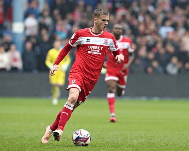 Middlesbrough Futbol Kulübü 'nden Marcuss Forss, 21 Nisan 2025' te İngiltere 'nin başkenti Sheffield' da Çarşamba günü oynanan ve Middlesbrough 'a karşı oynanan Gökyüzü İddia Şampiyonası maçında.