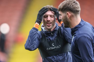 Blackpool 'dan Jake Beesley 21 Nisan 2025' te Bloomfield Road, Blackpool 'da oynanan Sky Bet 1 karşılaşmasında ısınma turunda...