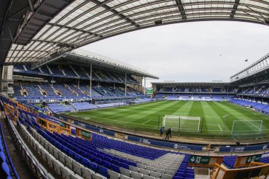 Goodison Park 'ın, Premier Lig karşılaşması öncesinde Everton' a karşı Manchester City 'nin Goodison Park, Liverpool, İngiltere' de 19 Nisan 2025