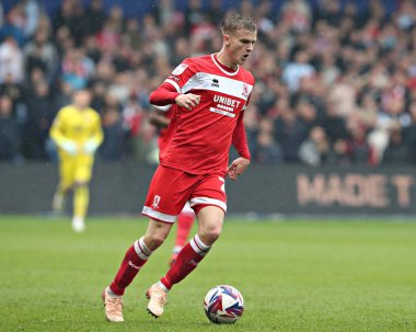Middlesbrough Futbol Kulübü 'nden Marcuss Forss, 21 Nisan 2025' te İngiltere 'nin başkenti Sheffield' da Çarşamba günü oynanan ve Middlesbrough 'a karşı oynanan Gökyüzü İddia Şampiyonası maçında.