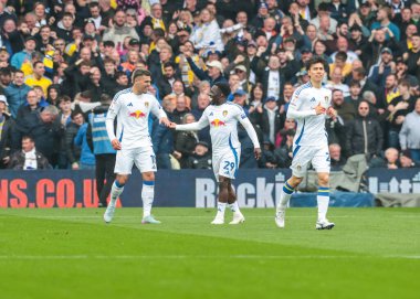 Leeds United takımından Jol Piroe, 21 Nisan 2025 'te Leeds Road, İngiltere' de oynanan Sky Bet Şampiyonası maçında 2-0 'lık galibiyetini kutluyor.