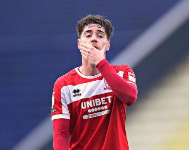 Middlesbrough Futbol Kulübü 'nden Hayden Hackney, 21 Nisan 2025' te İngiltere 'nin başkenti Sheffield' da Çarşamba günü Middlesbrough 'a karşı oynanan Gökyüzü İddia Şampiyonası maçından sonra