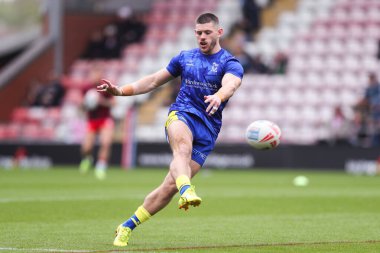 Warrington Wolves 'dan Danny Walker maç öncesi ısınma turunda Betfred Süper Lig 8. Raundunda Leigh Leopards' a karşı Warrington Wolves Leigh Spor Köyü, Leigh, İngiltere, 19 Nisan 2025