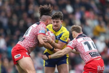 Warrington Wolves takımından Jordy Crowther, 19 Nisan 2025 'te Leigh Spor Köyü' nde oynanan Betfred Süper Lig 8. Raundda Leigh Leopards ve Warrington Wolves maçında mücadele etti.