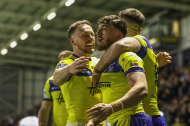 Warrington Wolves 'tan Matty Ashton, 24 Nisan 2025' te Halliwell Jones Stadyumu, Warrington, İngiltere 'de oynanan 9.