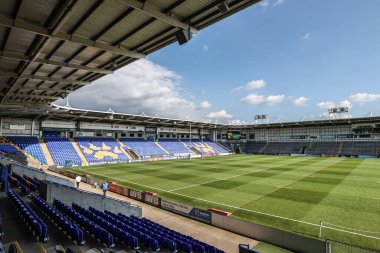 Halliwell Jones Stadyumu 'nun, Betfred Süper Lig 9. Raundu öncesinde Halliwell Jones Stadyumu' nda Warrington Wolves ve St Helens maçının genel görünümü, 24 Nisan 2025
