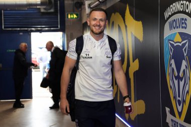 Warrington Wolves 'tan Ben Currie, 24 Nisan 2025' te İngiltere 'nin Warrington kentinde oynanan Warrington Wolves-St Helens maçında Betfred Süper Lig 9. Raundundan önce geldi.