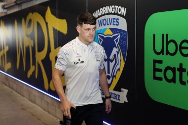 Warrington Wolves 'tan Josh Thewlis, 24 Nisan 2025' te İngiltere 'nin Warrington kentinde oynanan Warrington Wolves-St Helens maçında Betfred Süper Lig 9.