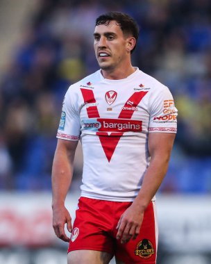 St. Helens 'den Matt Whitley, 9. Betfred Süper Lig karşılaşmasında Warrington Wolves, St. Helens' e karşı Halliwell Jones Stadyumu, Warrington, Birleşik Krallık, 24 Nisan 2025