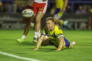 Warrington Wolves takımından Matt Dufty, 24 Nisan 2025 'te Halliwell Jones Stadyumu, Warrington, İngiltere' de oynanan 9.