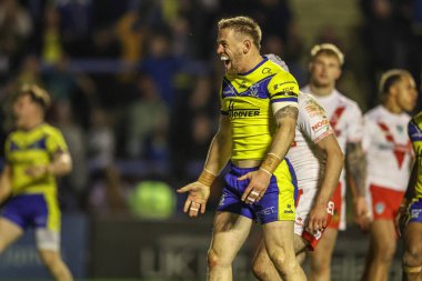 Warrington Wolves takımından Matt Dufty, 24 Nisan 2025 'te Halliwell Jones Stadyumu, Warrington, İngiltere' de oynanan 9.
