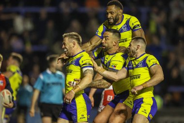 Warrington Wolves takımından Matt Dufty, 24 Nisan 2025 'te Halliwell Jones Stadyumu, Warrington, İngiltere' de oynanan 9.