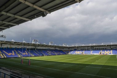 Warrington Wolves 'un evindeki Halliwell Jones Stadyumu' nun genel görünümü, 9. Betfred Süper Ligi karşılaşması öncesinde Warrington Wolves St. Helens 'e karşı Halliwell Jones Stadyumu, Warrington, Birleşik Krallık, 24 Nisan 2025